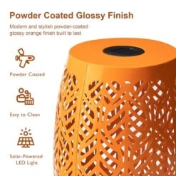 Glitzhome® 18.25" Multifunctional Solar Powdered Iron Leaf Cutout Garden Stool Orange -Michaels Decor Sale D763678S 7