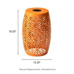 Glitzhome® 18.25" Multifunctional Solar Powdered Iron Leaf Cutout Garden Stool Orange -Michaels Decor Sale D763678S 8