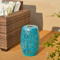 Glitzhome® 18.25" Multifunctional Solar Powdered Iron Leaf Cutout Garden Stool Blue 13 Glitzhome® 18.25" Multifunctional Solar Powdered Iron Leaf Cutout Garden Stool Blue -Michaels Decor Sale D763679S 2