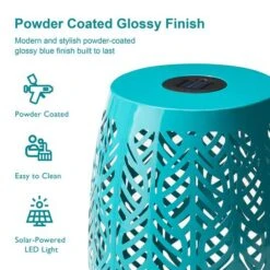 Glitzhome® 18.25" Multifunctional Solar Powdered Iron Leaf Cutout Garden Stool Blue 18 Glitzhome® 18.25" Multifunctional Solar Powdered Iron Leaf Cutout Garden Stool Blue -Michaels Decor Sale D763679S 7