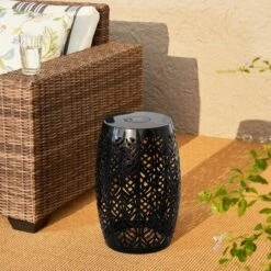 Glitzhome® 18.25" Multifunctional Solar Powdered Iron Leaf Cutout Garden Stool Black 13 Glitzhome® 18.25" Multifunctional Solar Powdered Iron Leaf Cutout Garden Stool Black -Michaels Decor Sale D763680S 2