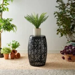 Glitzhome® 18.25" Multifunctional Solar Powdered Iron Leaf Cutout Garden Stool Black 15 Glitzhome® 18.25" Multifunctional Solar Powdered Iron Leaf Cutout Garden Stool Black -Michaels Decor Sale D763680S 4