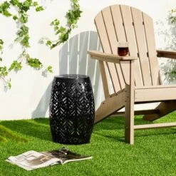 Glitzhome® 18.25" Multifunctional Solar Powdered Iron Leaf Cutout Garden Stool Black 16 Glitzhome® 18.25" Multifunctional Solar Powdered Iron Leaf Cutout Garden Stool Black -Michaels Decor Sale D763680S 5