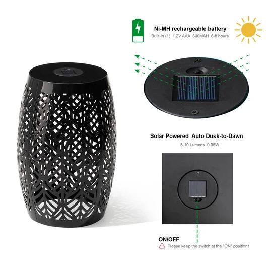 Glitzhome® 18.25" Multifunctional Solar Powdered Iron Leaf Cutout Garden Stool Black 9 Glitzhome® 18.25" Multifunctional Solar Powdered Iron Leaf Cutout Garden Stool Black - Image 7