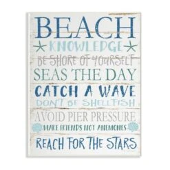 Stupell Industries Beach Knowledge Planked Wall Art Plaque