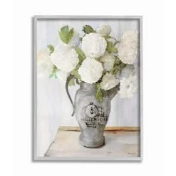 Stupell Industries White Hydrangea In French Country Pitcher Still Life Gray Framed Wall Art