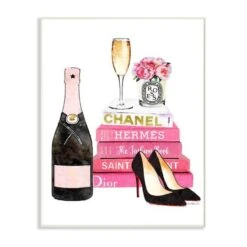 Stupell Industries Fashion Books, Heels & Champagne Glam Wall Plaque
