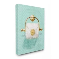 Stupell Industries Fashion Toilet Paper Roll Iconic Blue Canvas Wall Art