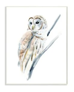 Stupell Industries Soft Arctic Owl Perched On Minimal Branch Wall Art