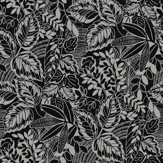 RoomMates Vintage Batik Jungle Peel & Stick Wallpaper Black/Gray 4 RoomMates Vintage Batik Jungle Peel & Stick Wallpaper Black/Gray - Image 2