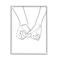 Stupell Industries Fluid Line Abstract Couple Holding Hands Wall Art In White Frame