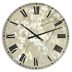 Designart Neutral Dogwood In Spring Farmhouse Wall Clock