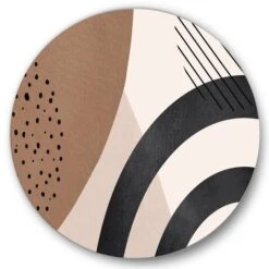 Designart - Abstract Shapes In Terracotta And Ivory Shapes III - Modern Metal Circle Wall Art