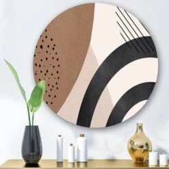 Designart - Abstract Shapes In Terracotta And Ivory Shapes III - Modern Metal Circle Wall Art -Michaels Decor Sale M20019932 2