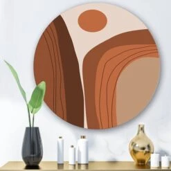 Designart - Abstract Terracotta Sunset Mountain Landscape - Modern Metal Circle Wall Art -Michaels Decor Sale M20019953 2