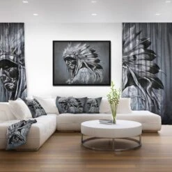 Designart - American Indian Tattoo Art - Portrait Canvas Print In Black Frame -Michaels Decor Sale M20020225 3