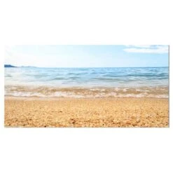 Designart - Blue Seashore With Pebble Stones - Modern Seascape Canvas Artwork