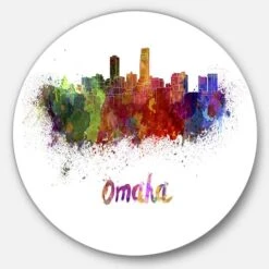 Designart - Omaha Skyline' Disc Cityscape Circle Metal Wall Art