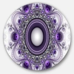 Designart - Purple Fractal Pattern With Circles' Abstract Round Circle Metal Wall Art
