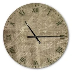 Designart 'Antique Old Paper Style Farmhouse Wall Clock