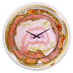 Designart 'Pink And Gold Chalcedony Agate Modern Wall Clock -Michaels Decor Sale M20021255 2