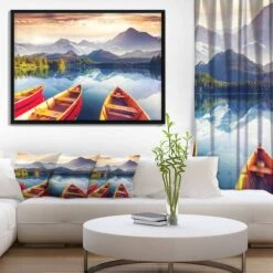 Designart - Boats Heading To Lake - Landscape Art Print Canvas In Black Frame -Michaels Decor Sale M20021435 4