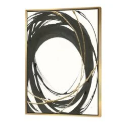 Designart - Gold Glamour Circle II - Posh & Luxe Canvas In Gold Frame