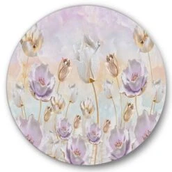 Designart - Blossoming Flowers In Pastel Tones - Traditional Metal Circle Wall Art
