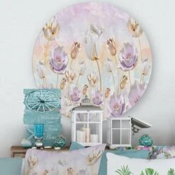 Designart - Blossoming Flowers In Pastel Tones - Traditional Metal Circle Wall Art -Michaels Decor Sale M20022176 2