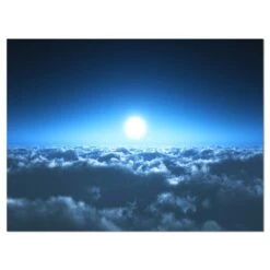Designart - Night Flight Above Clouds - Extra Large Wall Art Landscape