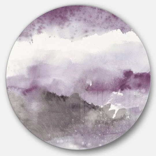 Designart - Midnight At The Lake III Amethyst And Grey - Geometric Metal Circle Wall Art 4 Designart - Midnight At The Lake III Amethyst And Grey - Geometric Metal Circle Wall Art - Image 2