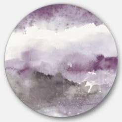 Designart - Midnight At The Lake III Amethyst And Grey - Geometric Metal Circle Wall Art