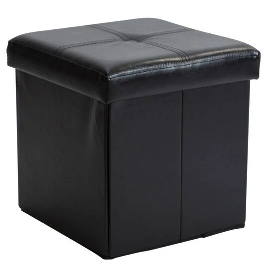 Simplify Faux Leather Folding Storage Ottoman Cube Gray 4 Simplify Faux Leather Folding Storage Ottoman Cube Gray - Image 2