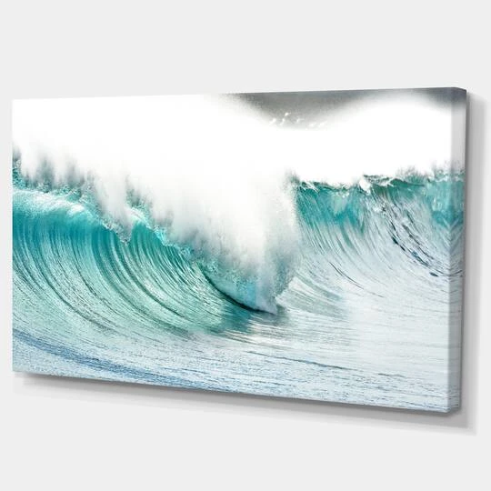 Designart - Massive Blue Waves Breaking Beach - Seashore Canvas Art Print 5 Designart - Massive Blue Waves Breaking Beach - Seashore Canvas Art Print - Image 3