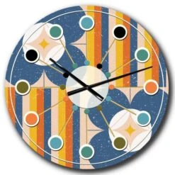 Designart 'Retro Floral Pattern Iii Mid-Century Modern Wall Clock