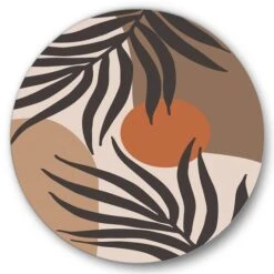 Designart - Moon & Sun Shapes In Retro Terracotta Tones III - Modern Metal Circle Wall Art