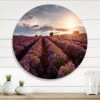 Designart - Sunrise & Dramatic Clouds Over Lavender Field V - Farmhouse Metal Circle Wall Art -Michaels Decor Sale M20024965 1