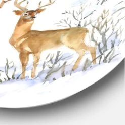 Designart - Winter Cottage With Two Deers - Farmhouse Metal Circle Wall Art -Michaels Decor Sale M20025494 3